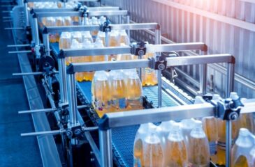 Scalable manufacturing line producing bottled products on automated conveyor system