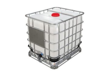 Industrial packaging IBC tote used for bulk liquid storage and distribution