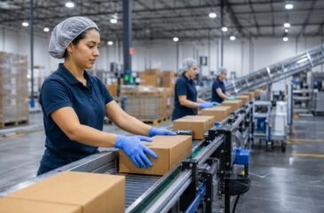 Outsource packaging partner managing product packaging and fulfillment on an automated production line